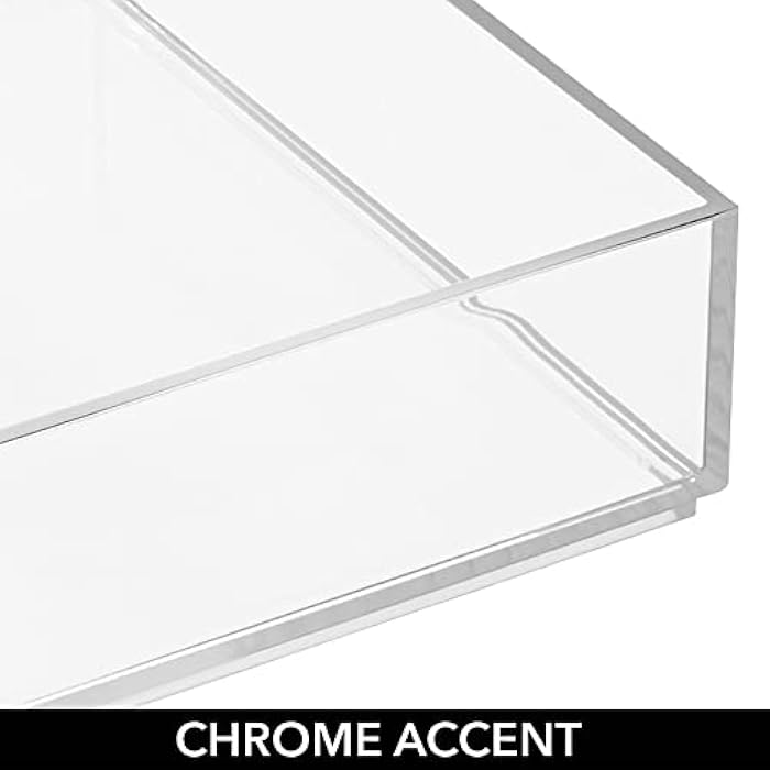 mDesign Slim Plastic Drawer Organizer, Storage Container for Cosmetics, Makeup, and Accessories on Bathroom Vanity, Countertop, or Cabinet - Lumiere Collection - 6 Pack - Clear/Chrome - Image 5